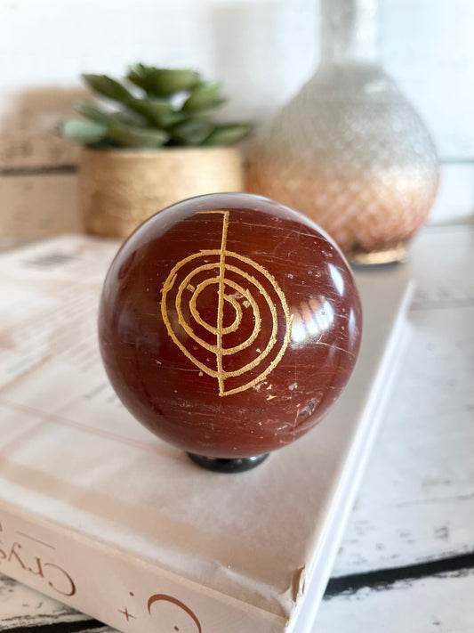 Red Jasper Reiki Sphere Includes Holder
