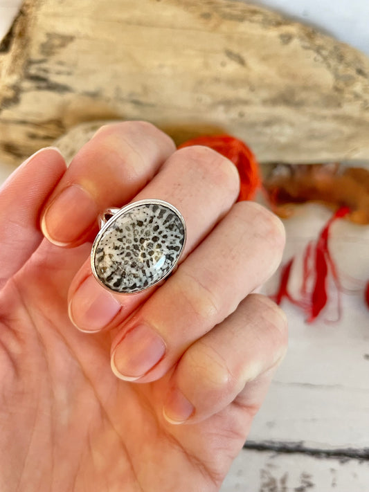 Stingray Coral Silver Ring