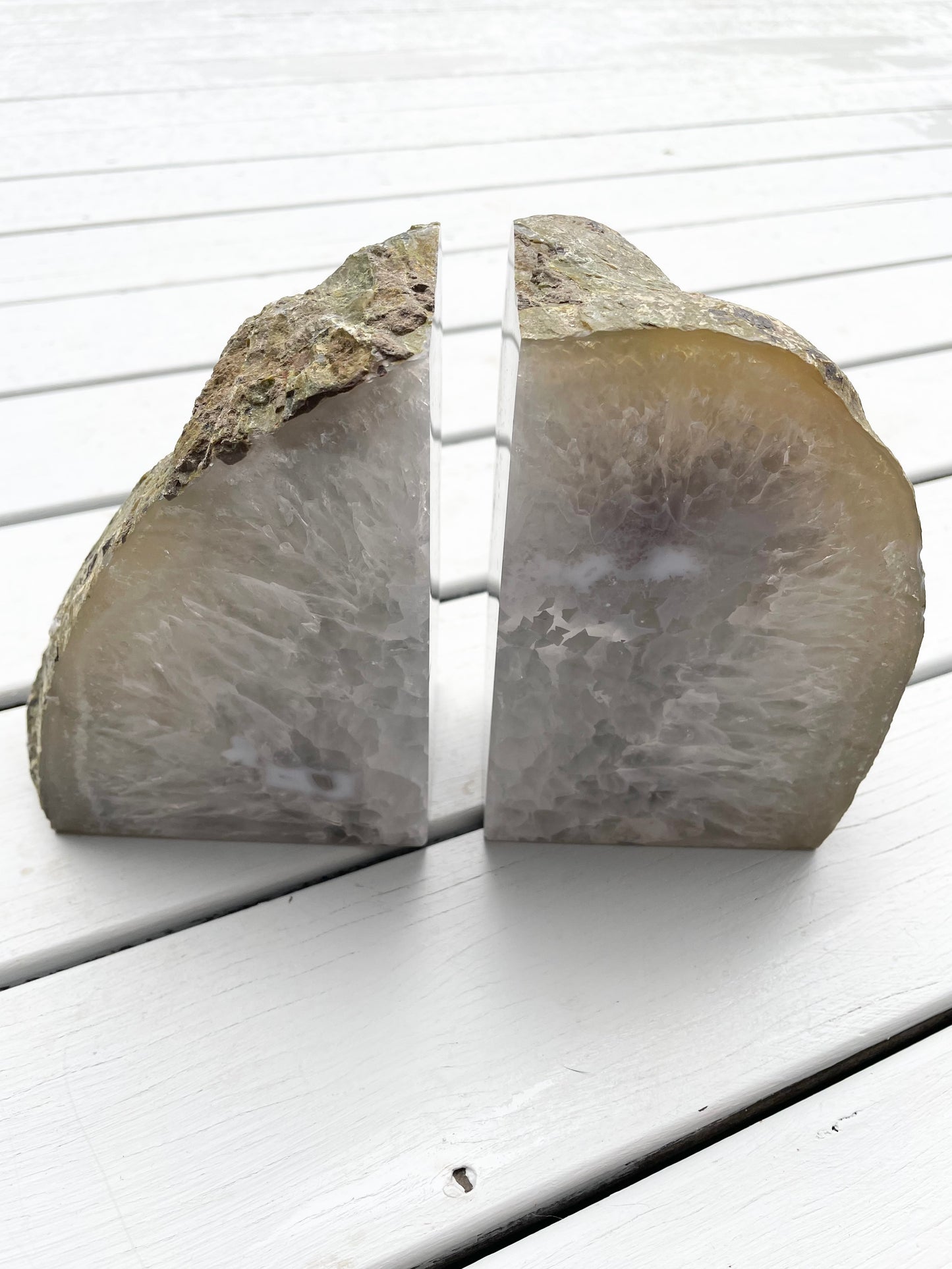 Agate Geode Book Ends ~ Grey