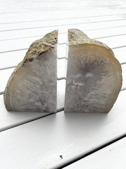 Agate Geode Book Ends ~ Grey