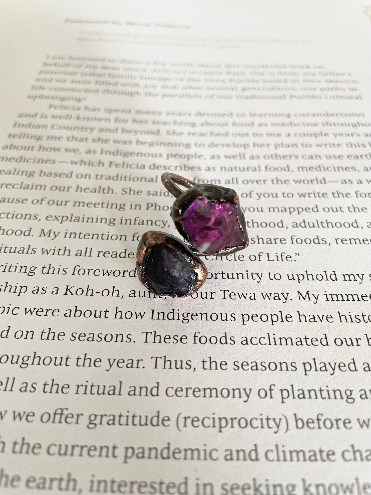 Copper electroplated Ring ~ Amethyst