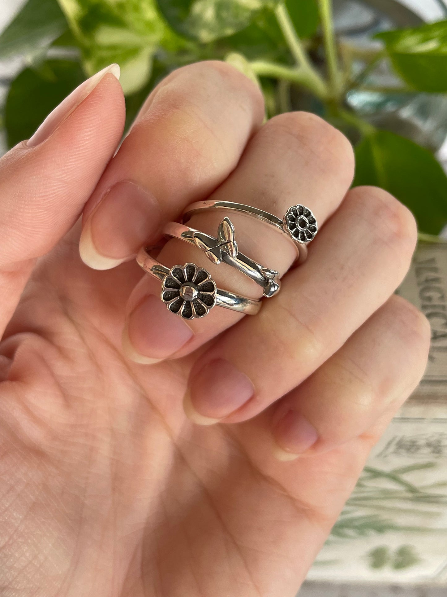 Flower Child ~ set of 3 Silver Rings