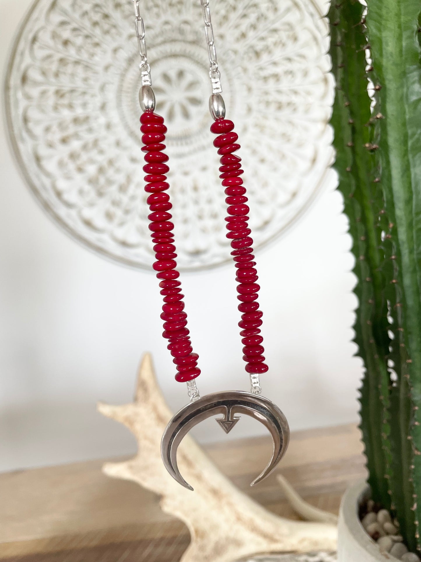 Red Coral Silver Necklace