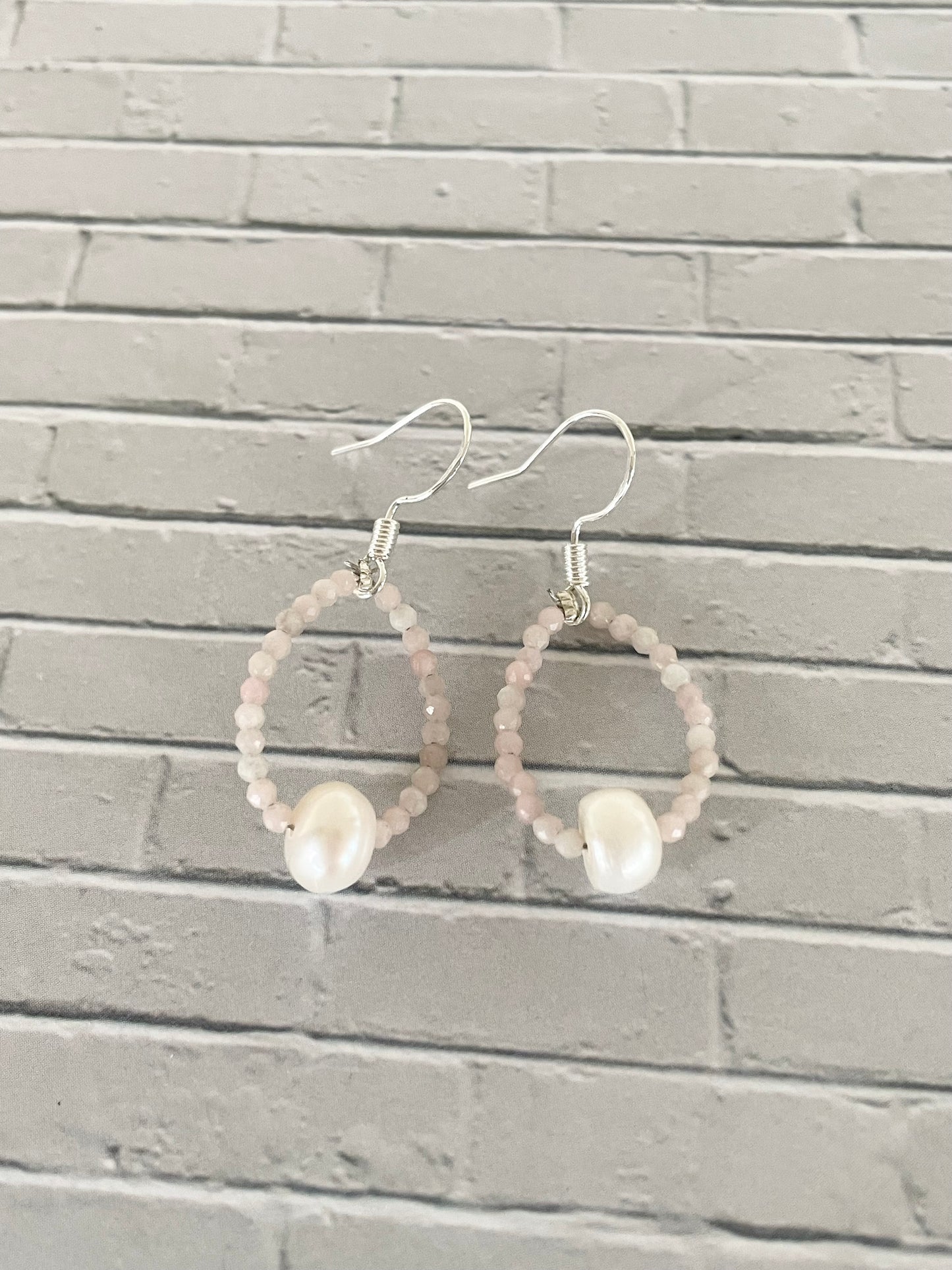 Faceted Pink Opal/Pearl Dangles