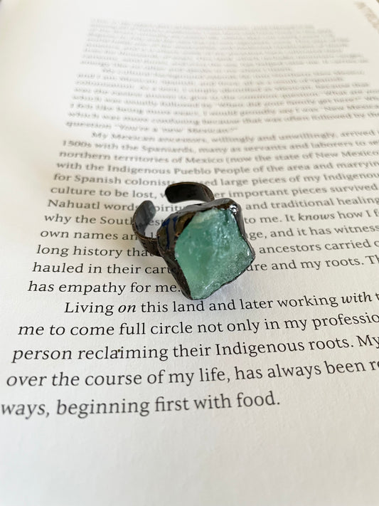 Copper electroplated Ring ~ Green Fluorite Ring