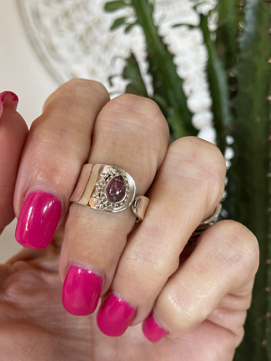 Pink Tourmaline adjustable ring ~ sizes 6.5-10