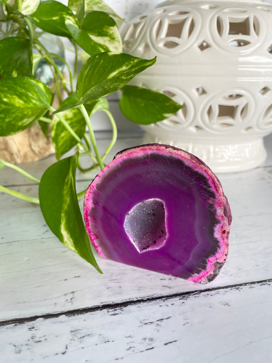 Agate Druzy Geode  ~ Pink