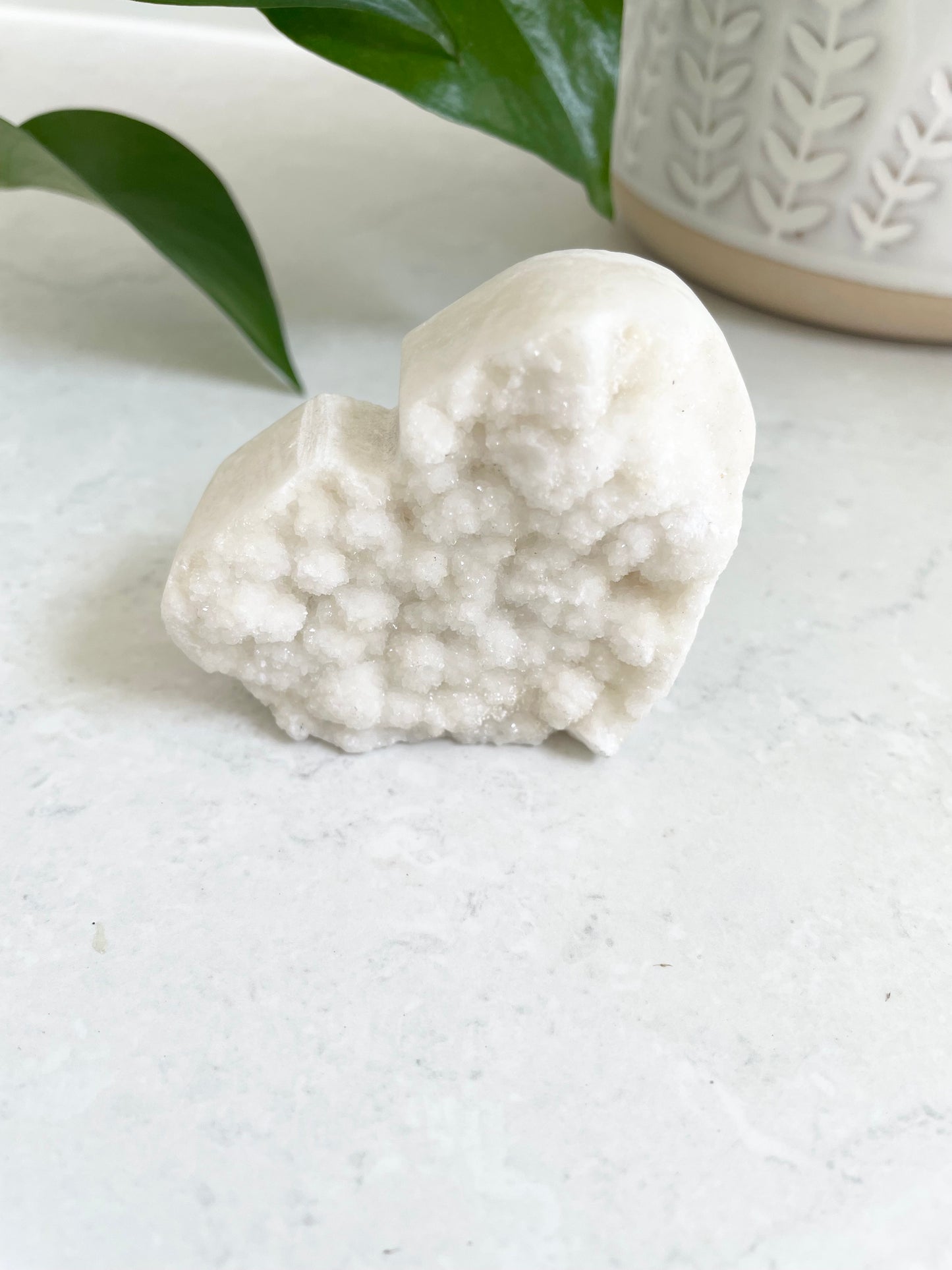 Druzy Snow Quartz Heart