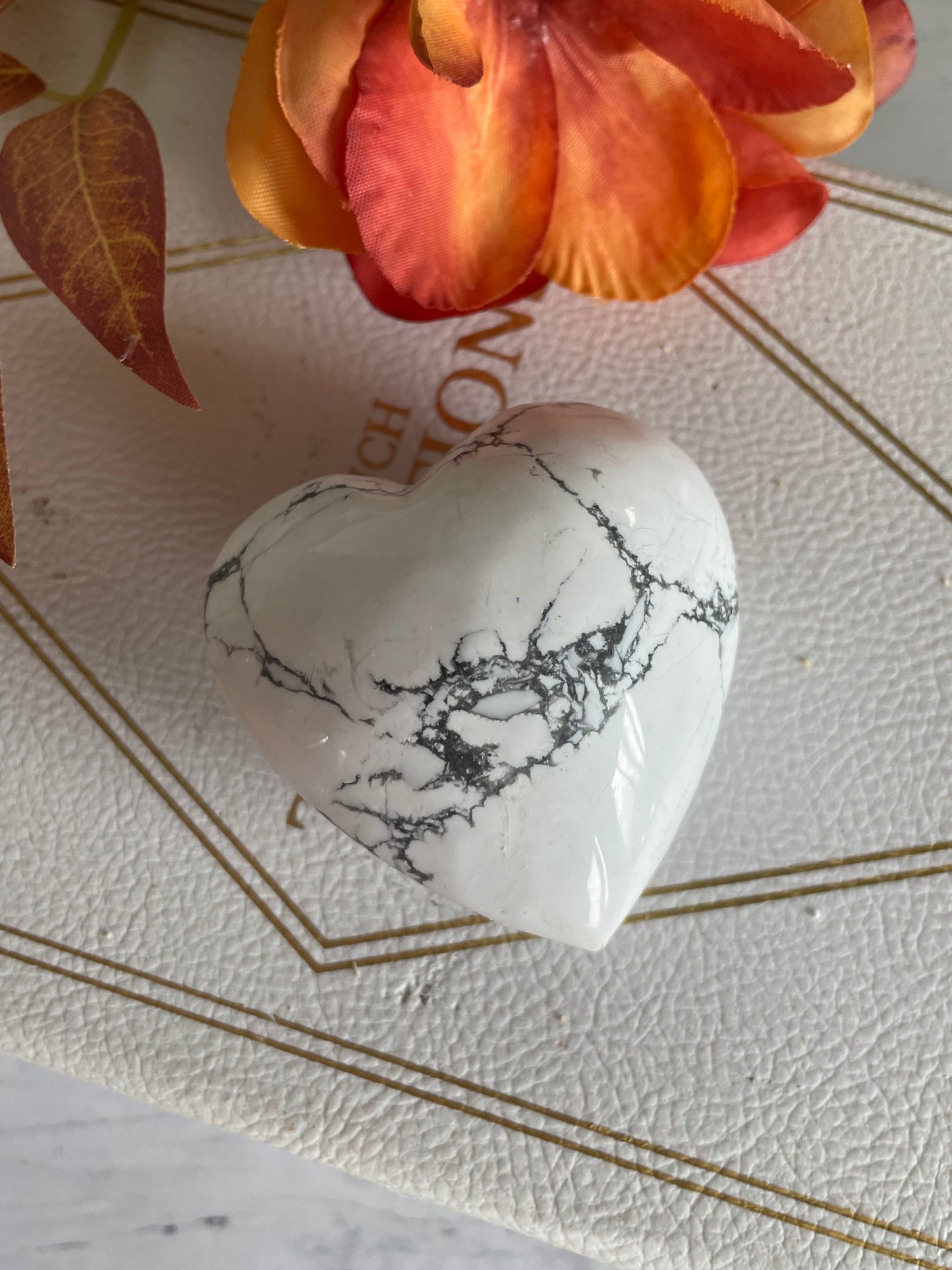 White Howlite Heart