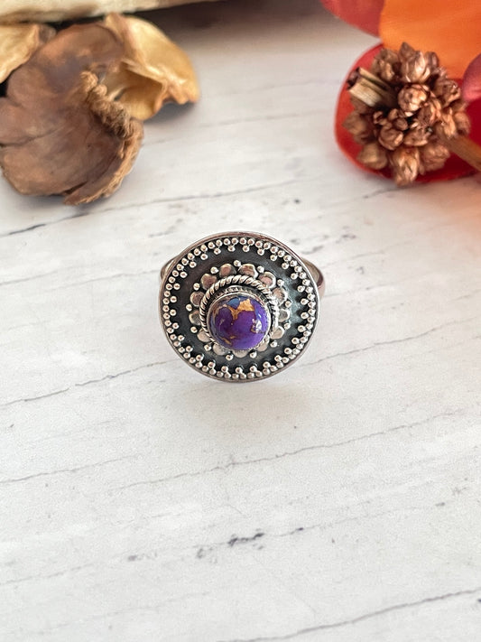 Purple Kingman Turquoise Silver Ring