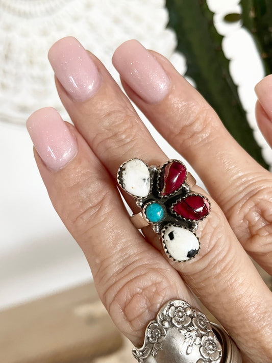 Dahlia Rose Kingman Turquoise Ring - adjustable 7-10