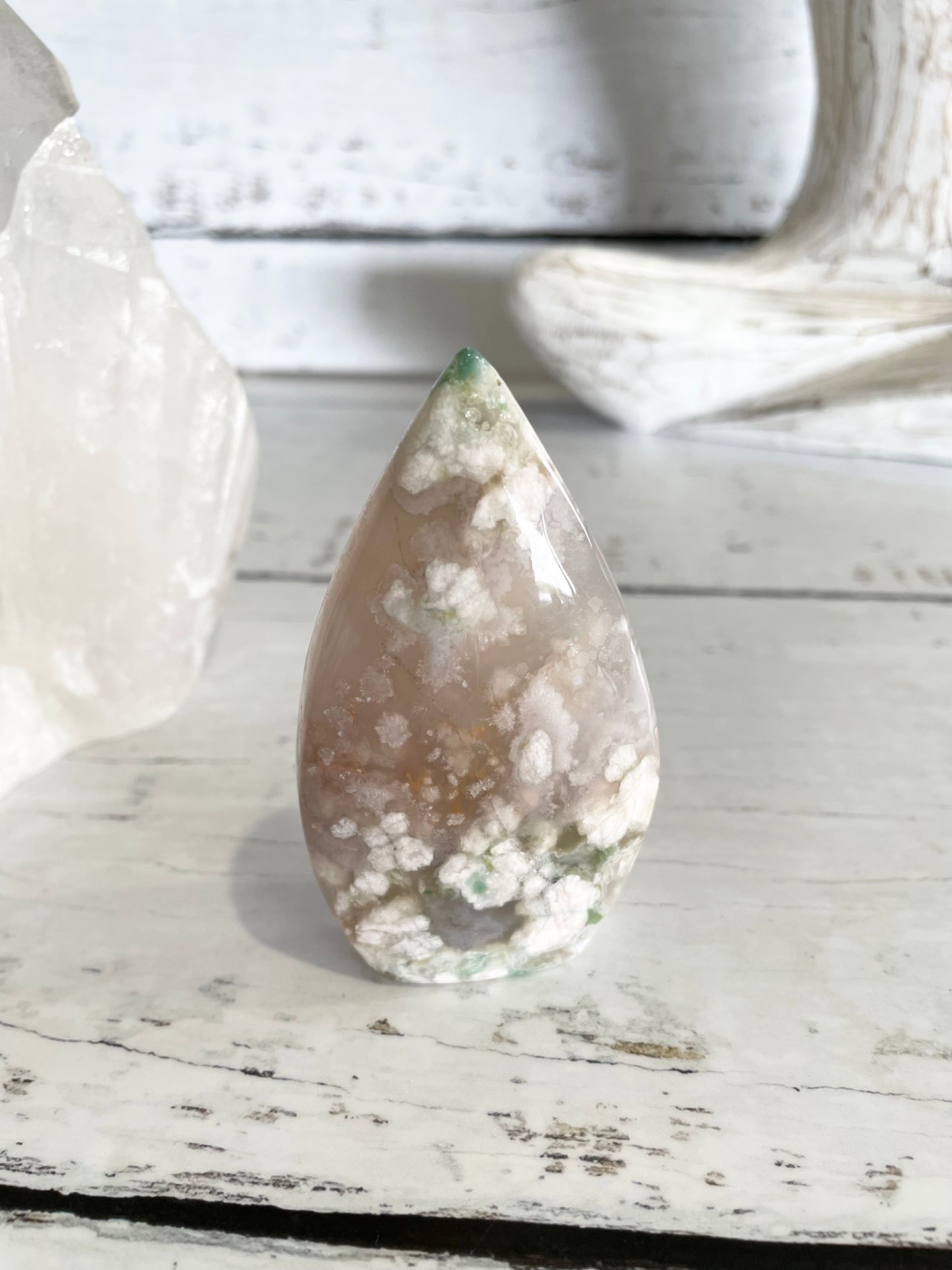 Green Flower Agate Dome