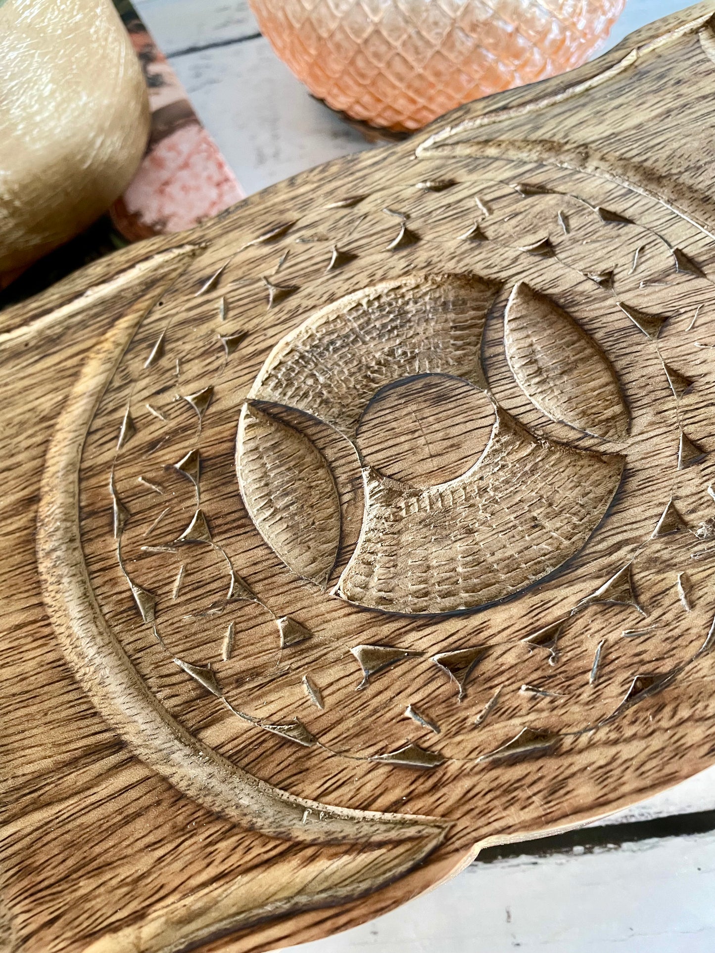 Wooden Trinket Box ~ Triple Moon