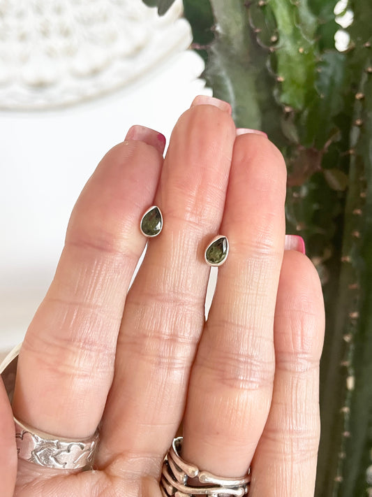 Moldavite Studs