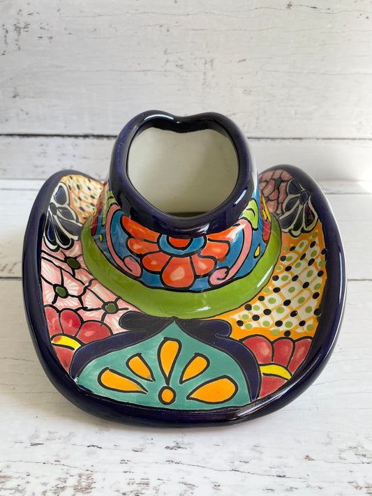 Mexican Talavera Cowboy Hat Planter