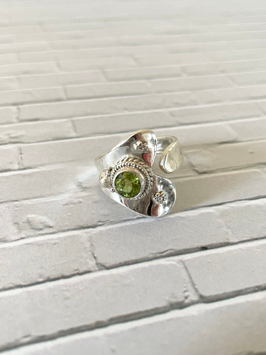 Peridot adjustable ring ~ sizes 6.5-10