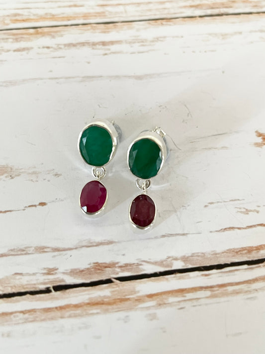 Emerald & Ruby Studs