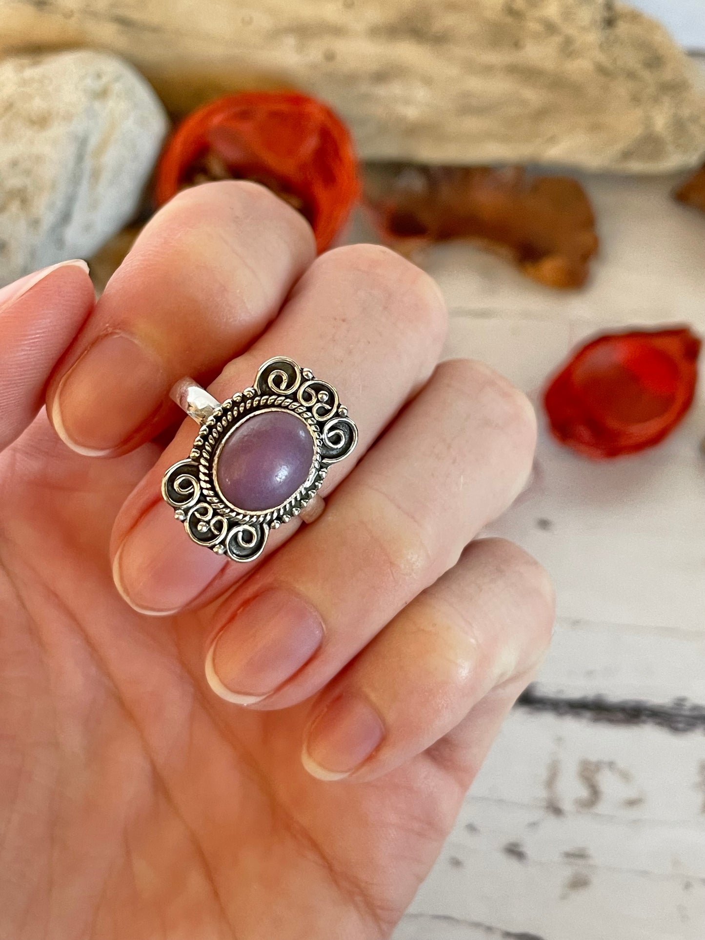 Hope Stone /Phosphosiderite Silver Ring