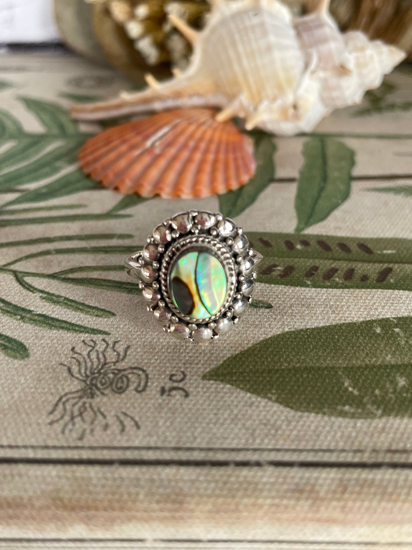 Abalone Shell Silver Ring