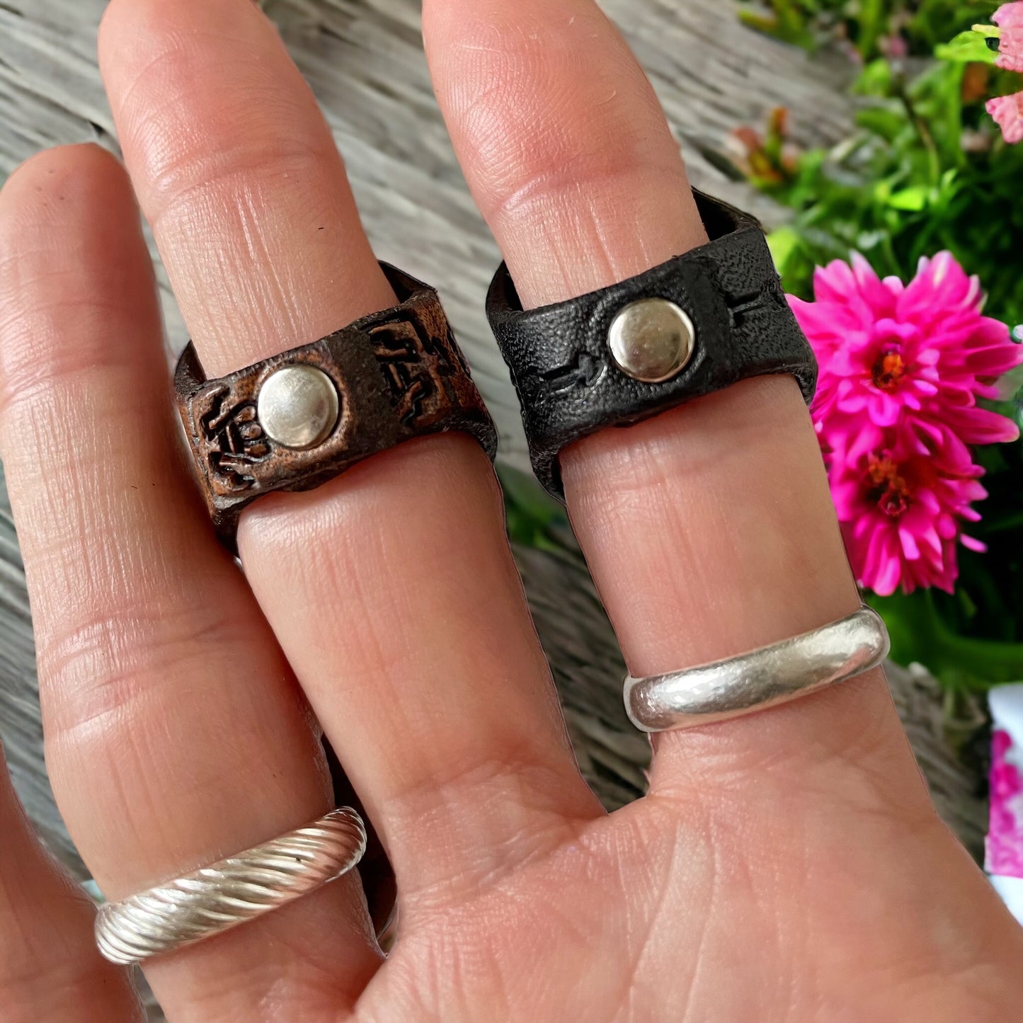 Leather Thunderbird Ring