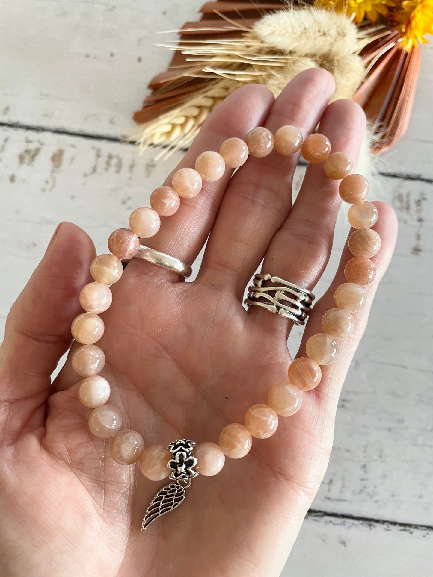 Peach Moonstone Healing Anklet