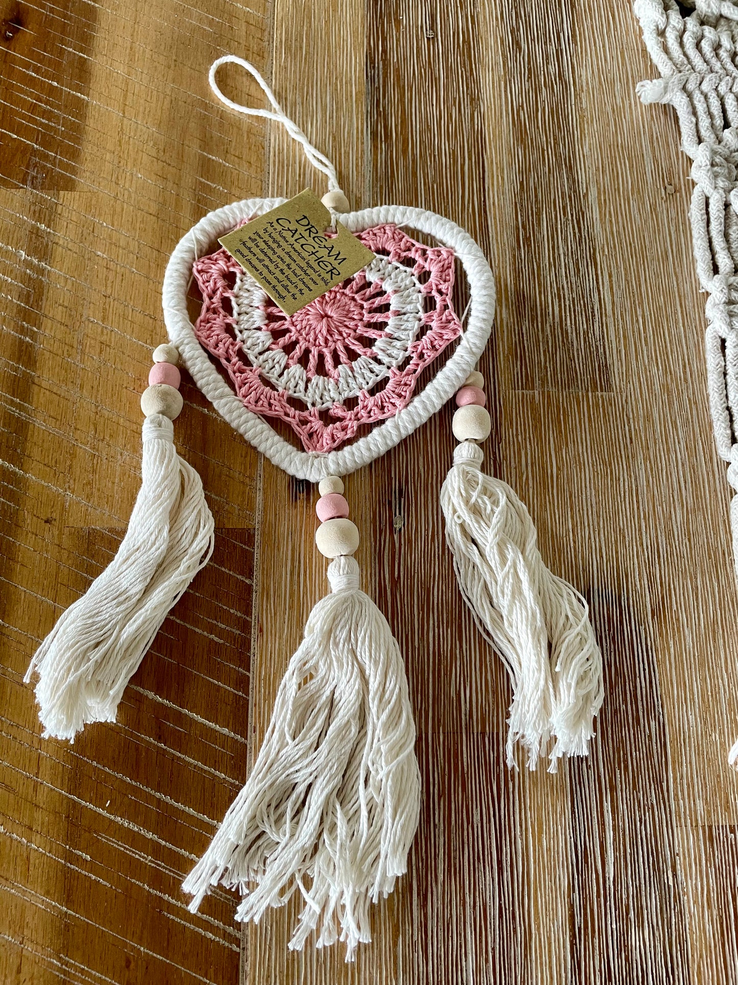 Dream Catcher - Macrame Pink Heart