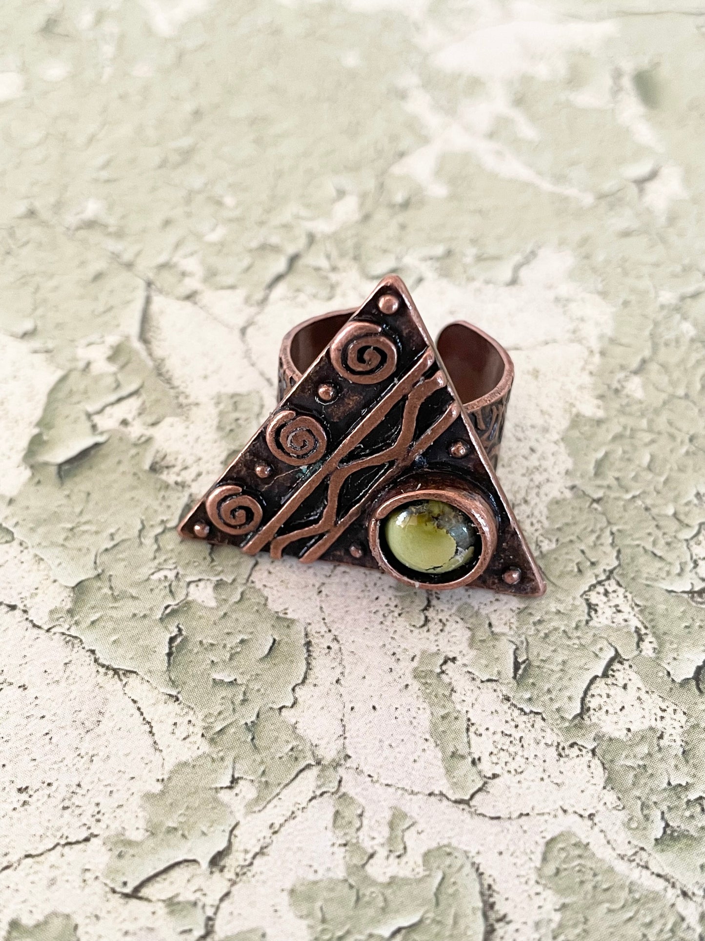 Copper ring ~ Sonoran Gold Turquoise size 6-10 adjustable