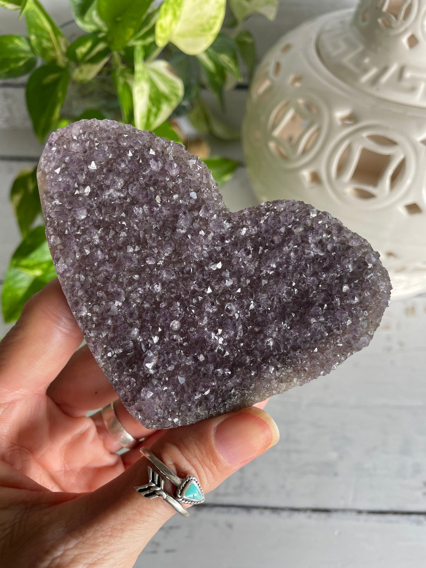 Amethyst Cluster Heart