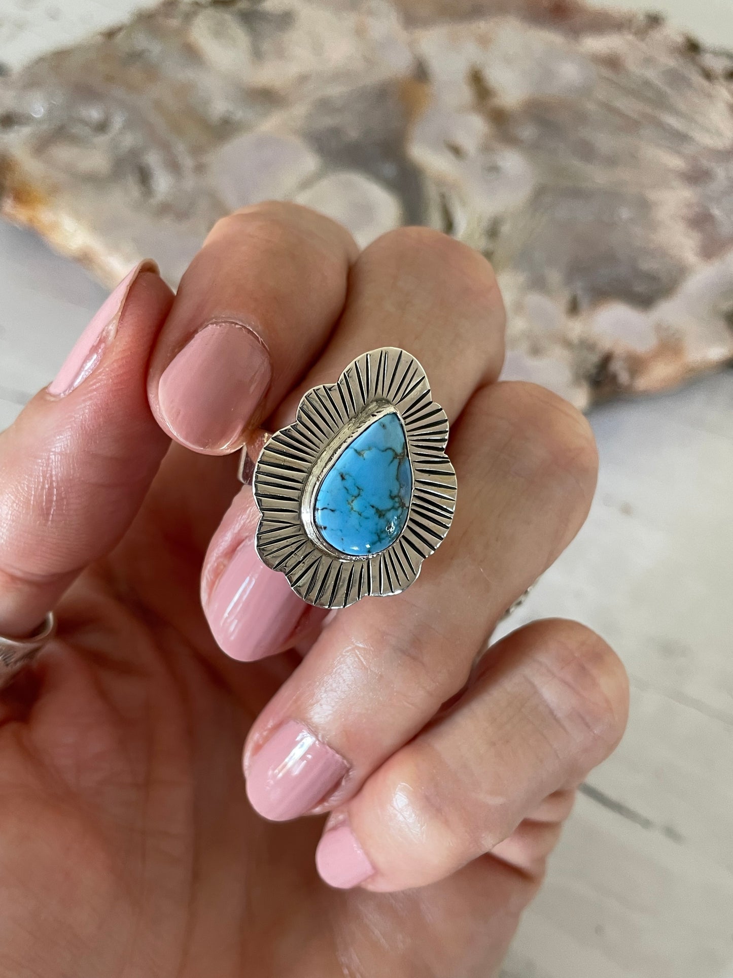 Golden Hill Turquoise Navajo style Ring ~ adjustable size 7.5-9.5