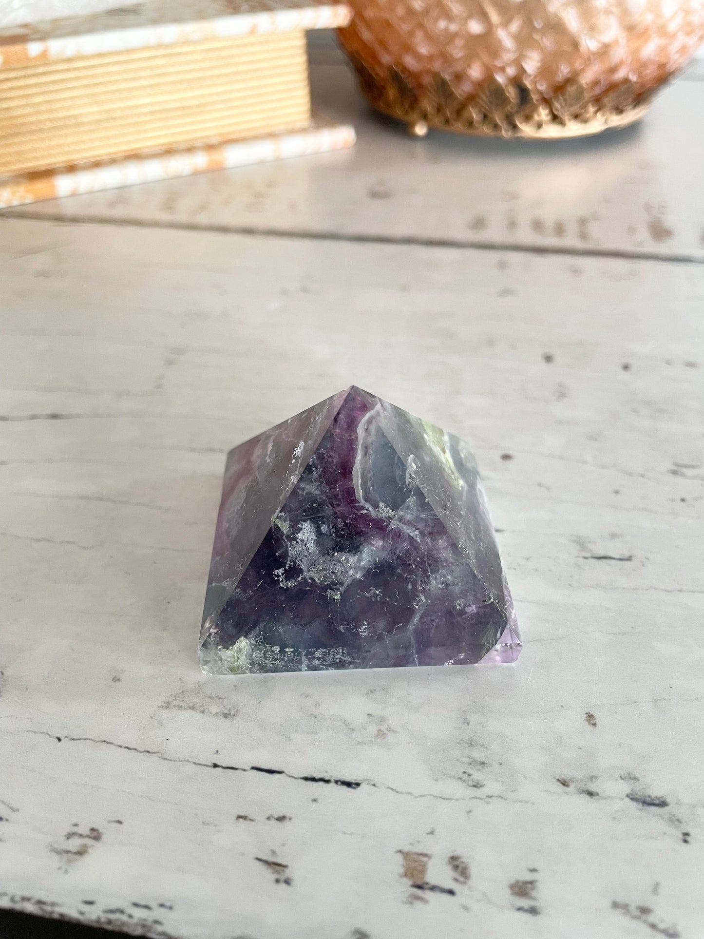 Rainbow Fluorite Pyramid