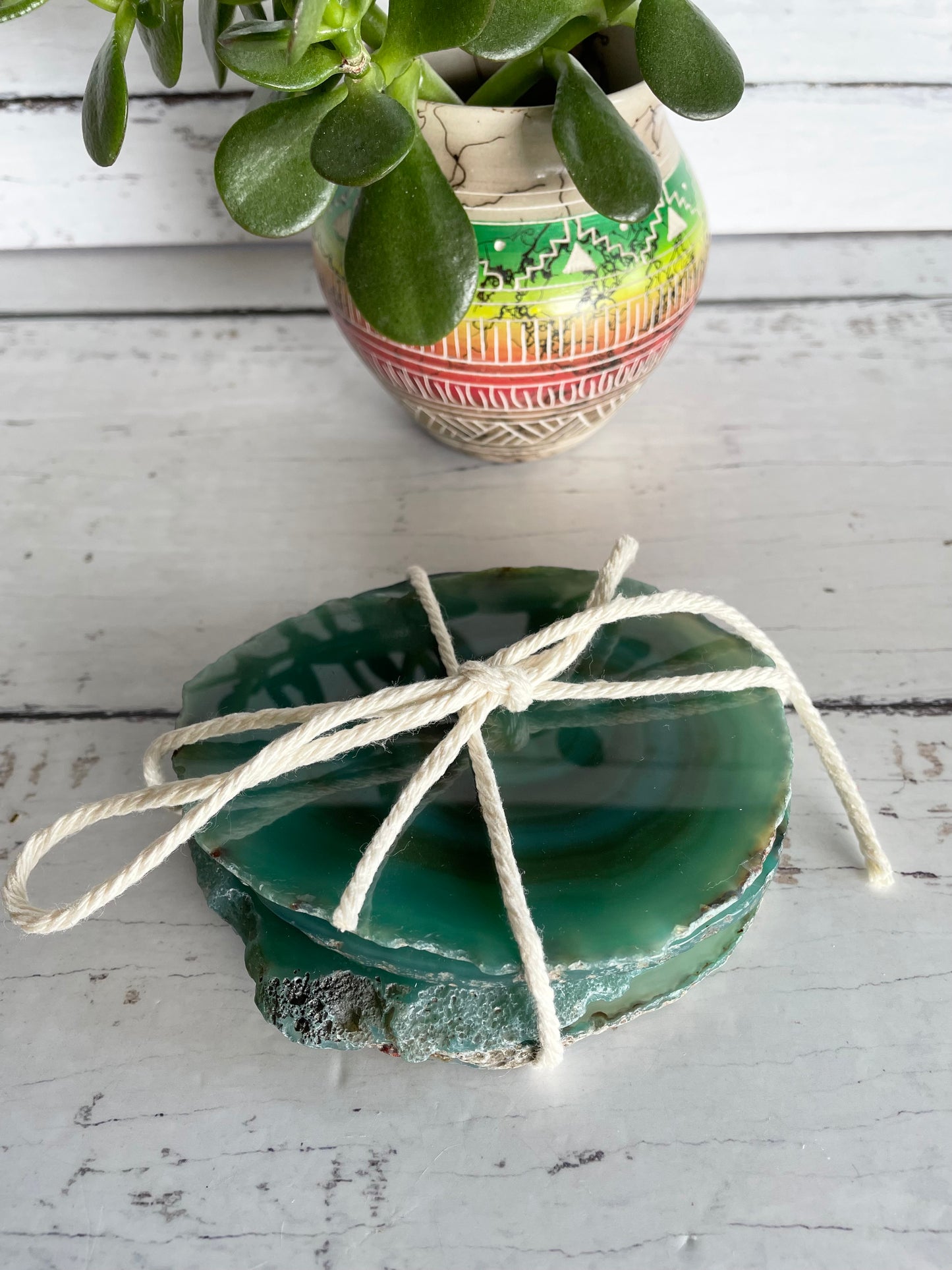 Agate Slice Coasters ~ Green