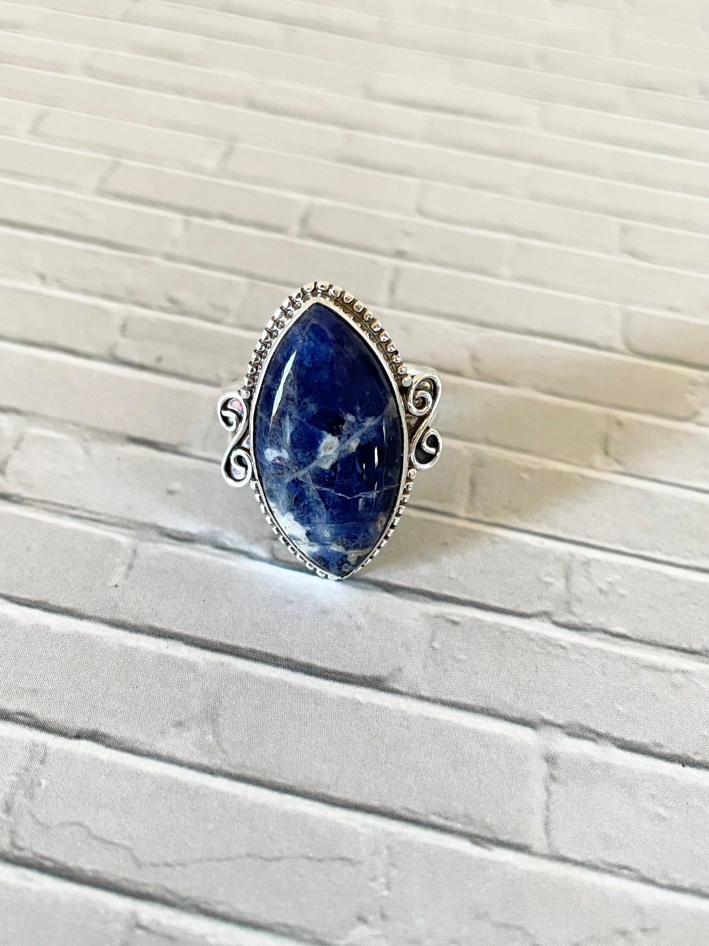 Sodalite adjustable ring ~ sizes 6-10