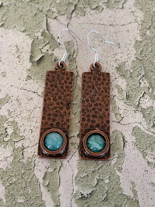 Amazonite Hammered Copper dangles
