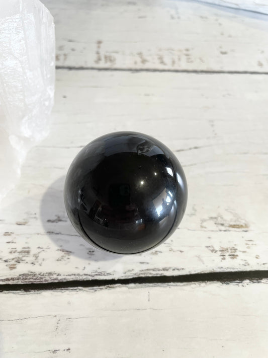 Black Obsidian Sphere includes wooden holder