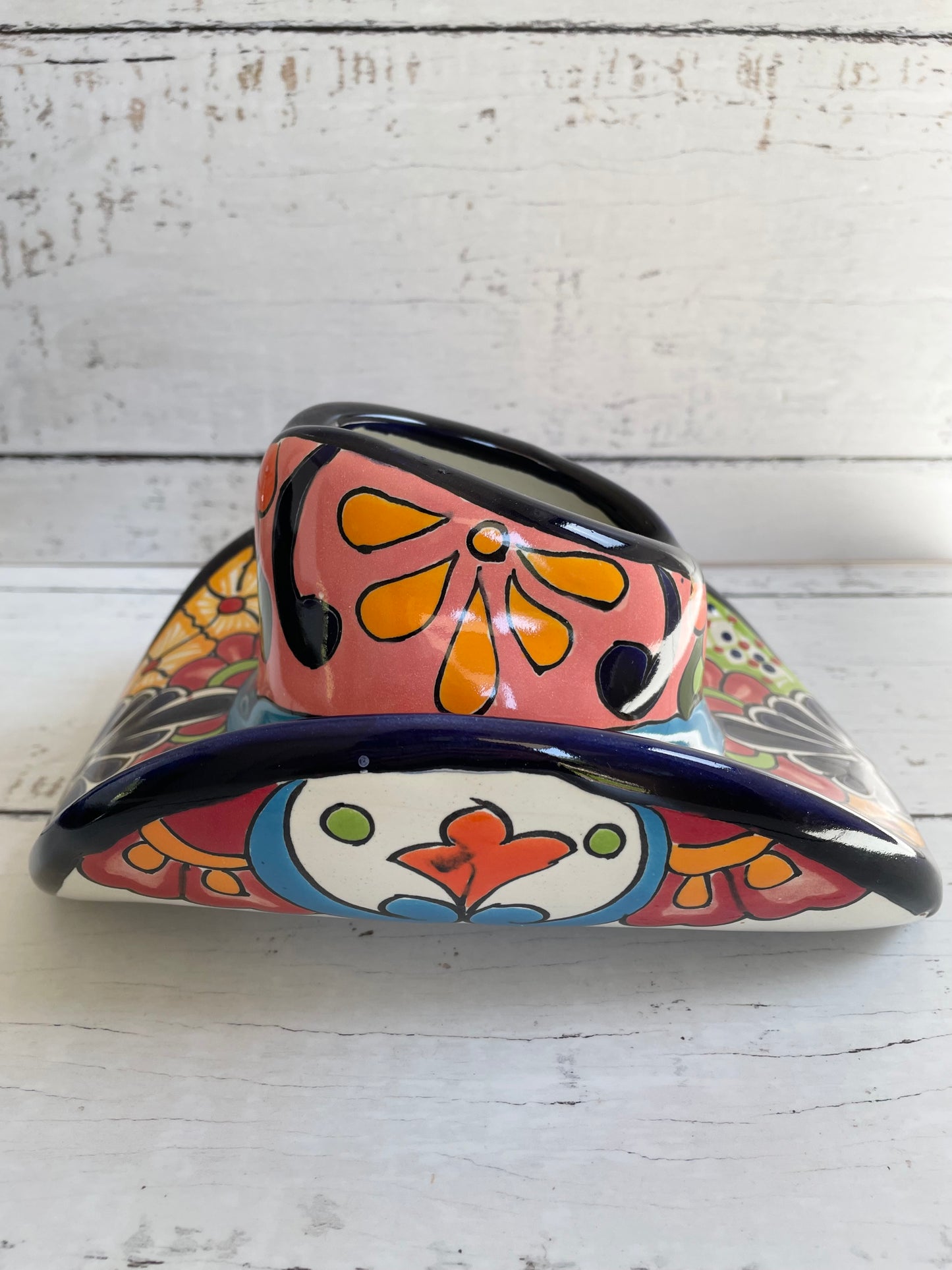 Mexican Talavera Cowboy Hat Planter