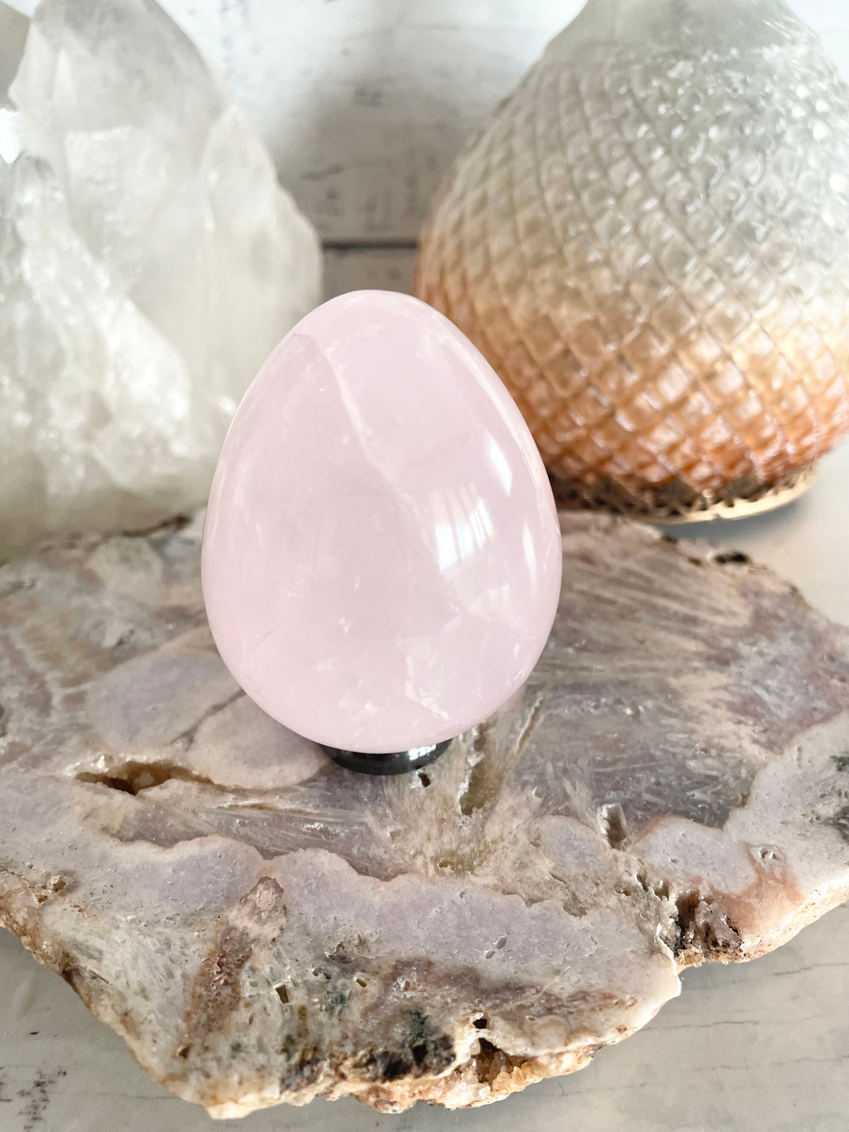 Rose Quartz Egg includes holder