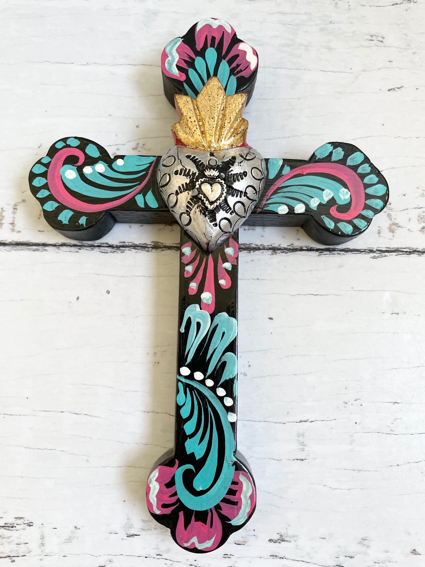 Mexican Wooden Painted Cross