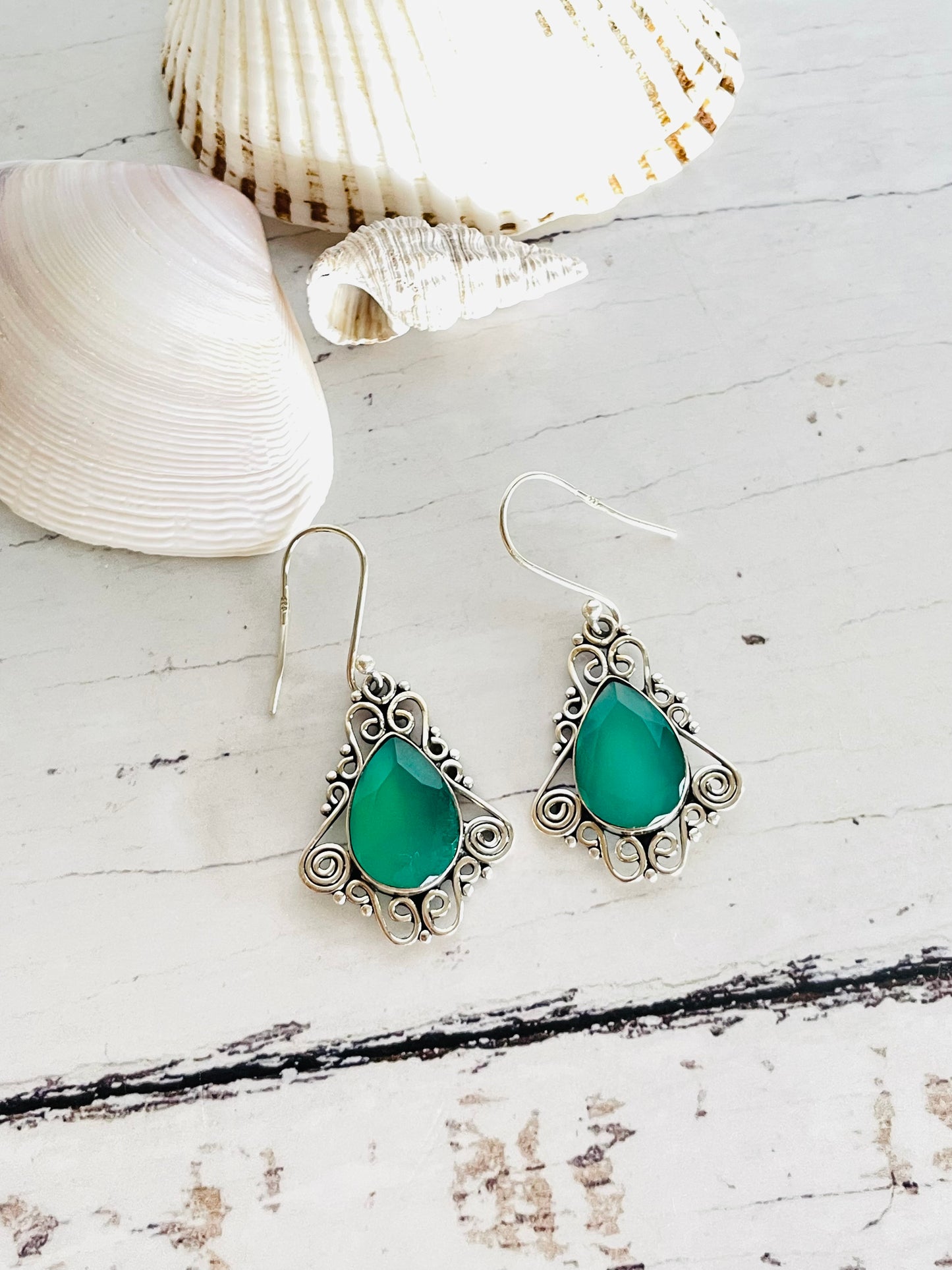 Green Chalcedony Dangles