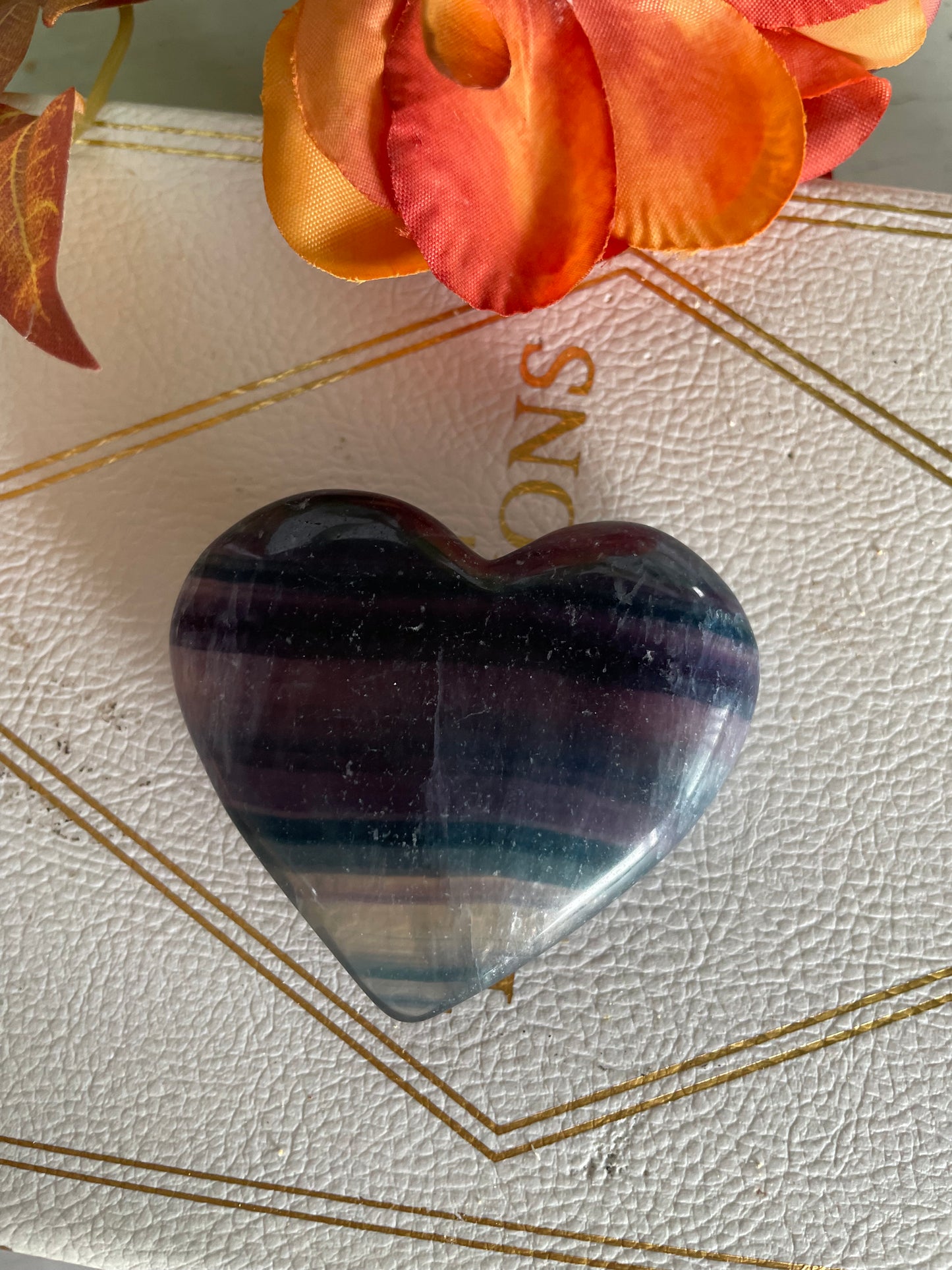 Rainbow Fluorite Heart