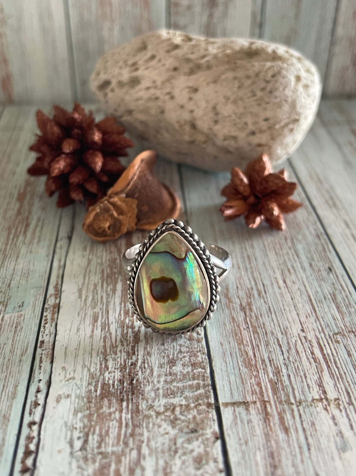 Abalone Shell Silver Ring