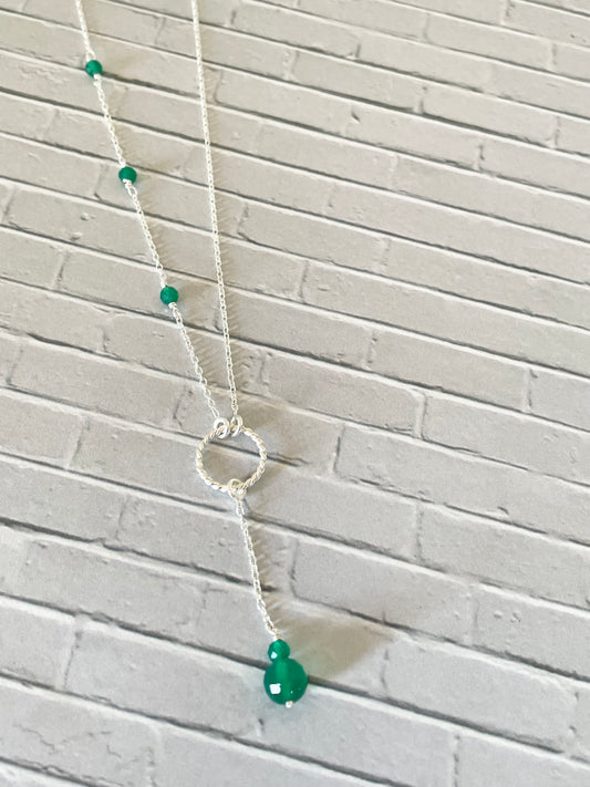 Green Chalcedony Lariat Necklace