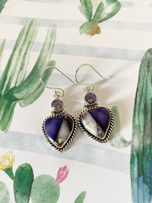Violet Dahlia Turquoise & Amethyst Dangles