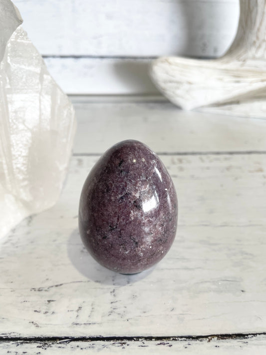 Lepidolite Egg Includes Hematite Ring