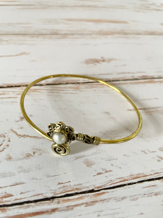 Pearl Brass Cuff ~ adjustable