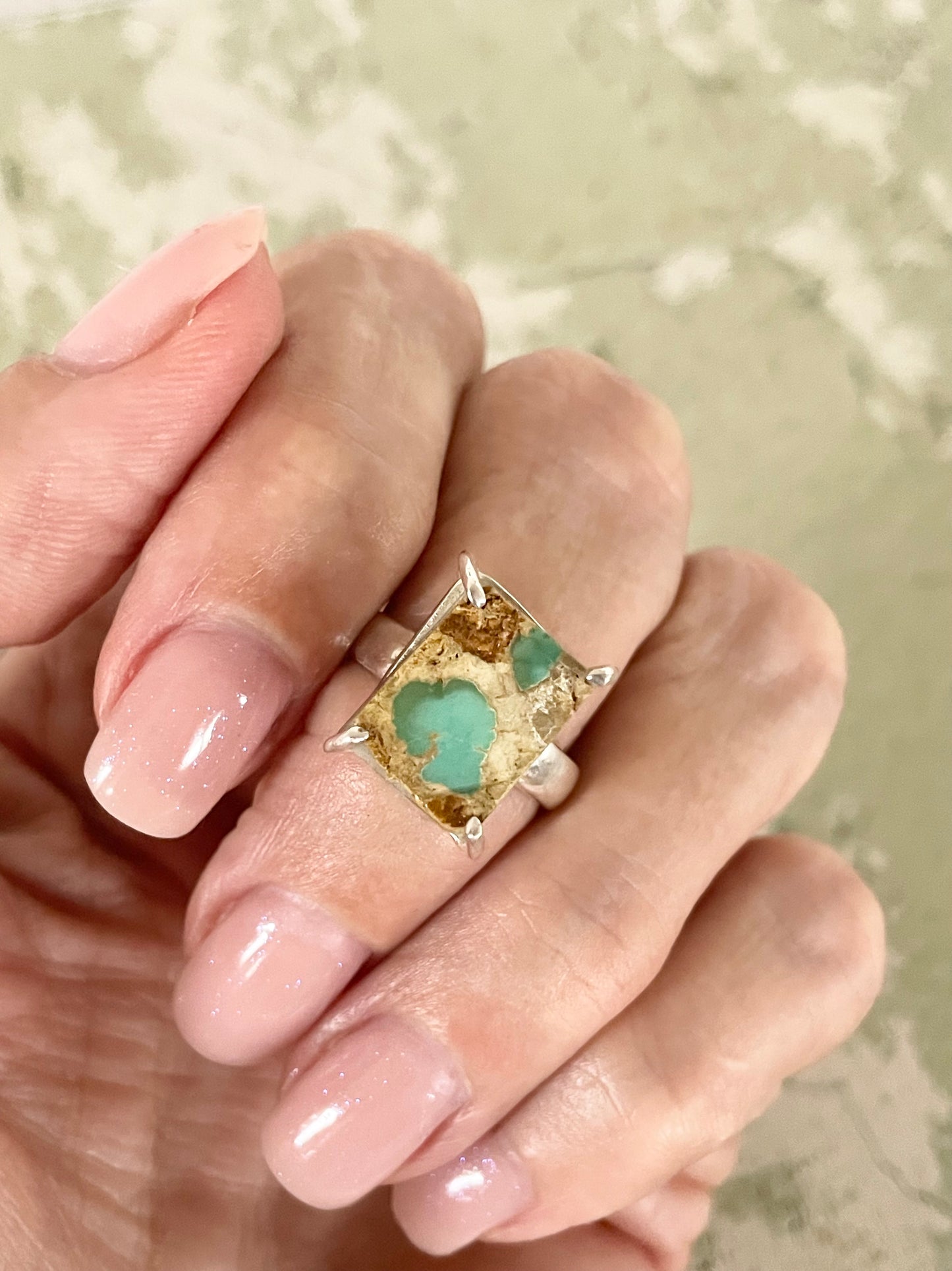 Royston Matrix Raw Turquoise Ring ~ Size 6