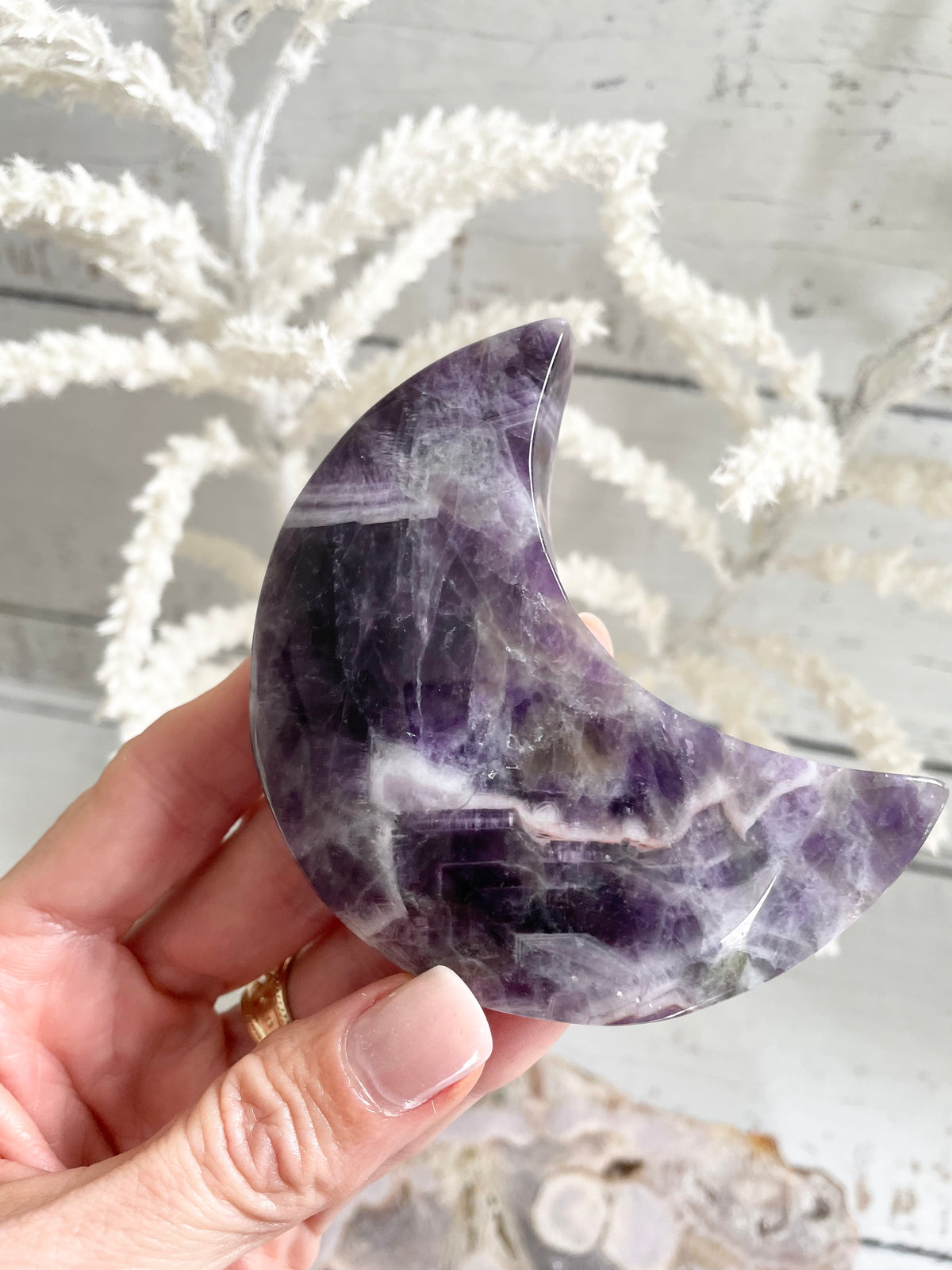 Chevron Amethyst Moon includes stand