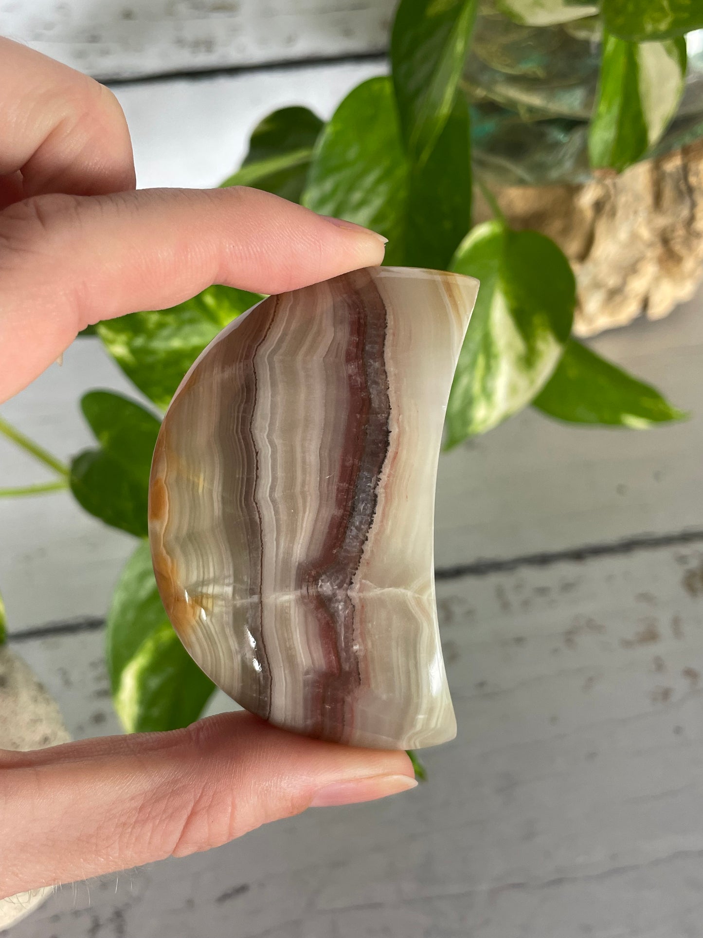 Pink Banded Onyx Moon