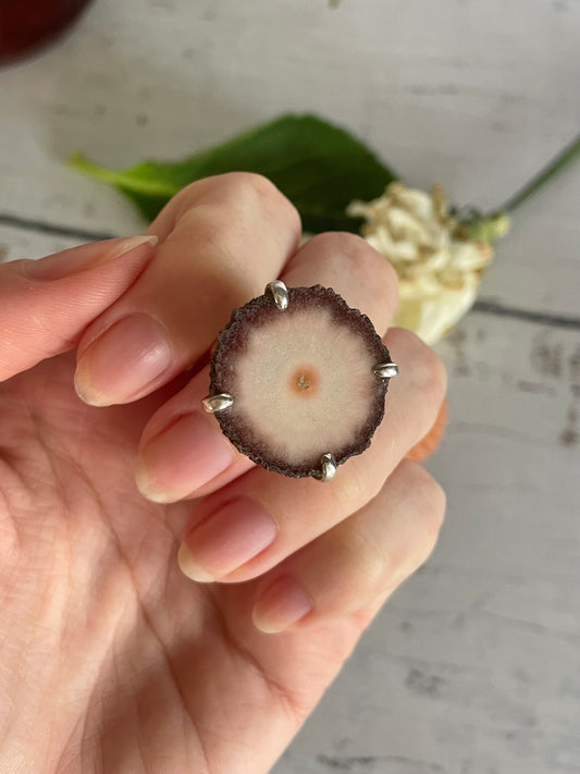 Agate Stalactite Silver Ring