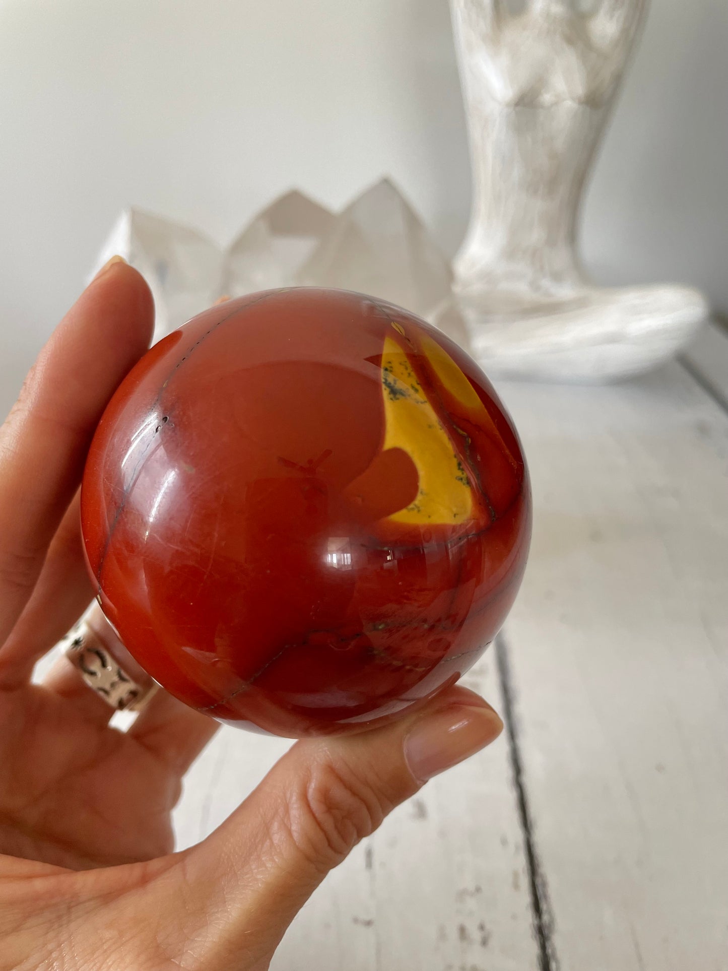 Mookaite Sphere Includes Wooden Holder