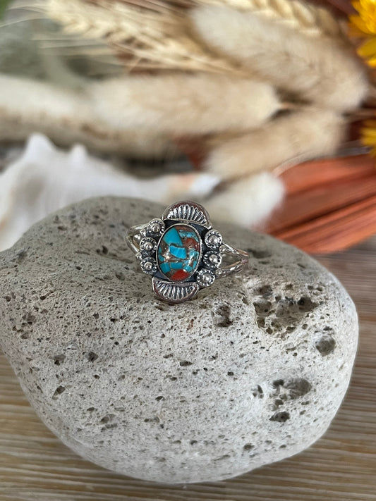 Blue Kingman Turquoise Silver Ring